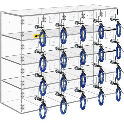 SJG-YKL-20M - Durable Acrylic 20-Slot Cell Phone Locker with Unique Keys