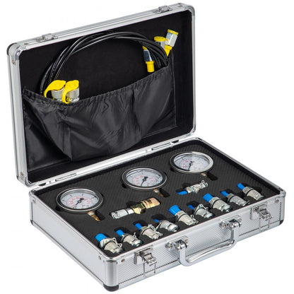 010666403229 - Durable Hydraulic Pressure Testing Kit with 3 Gauges & 10 Couplings