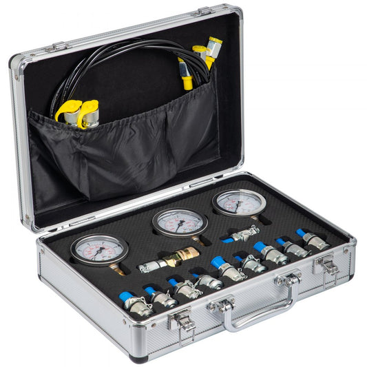 010666403229 - Durable Hydraulic Pressure Testing Kit with 3 Gauges & 10 Couplings