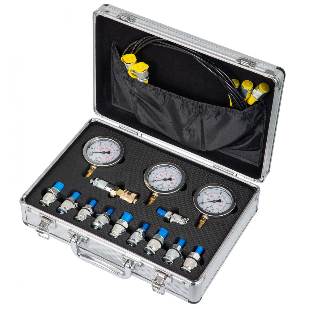 010666403229 - Durable Hydraulic Pressure Testing Kit with 3 Gauges & 10 Couplings