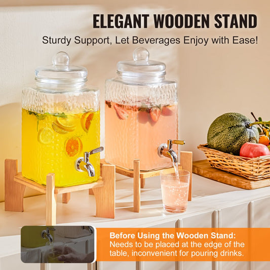 010614224098 - 1.5 Gallon Glass Beverage Dispenser with Stainless Steel Spigot