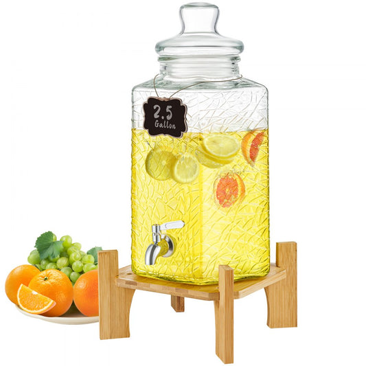 010628098826 - 2.5 Gallon Glass Beverage Dispenser with Stainless Steel Spigot