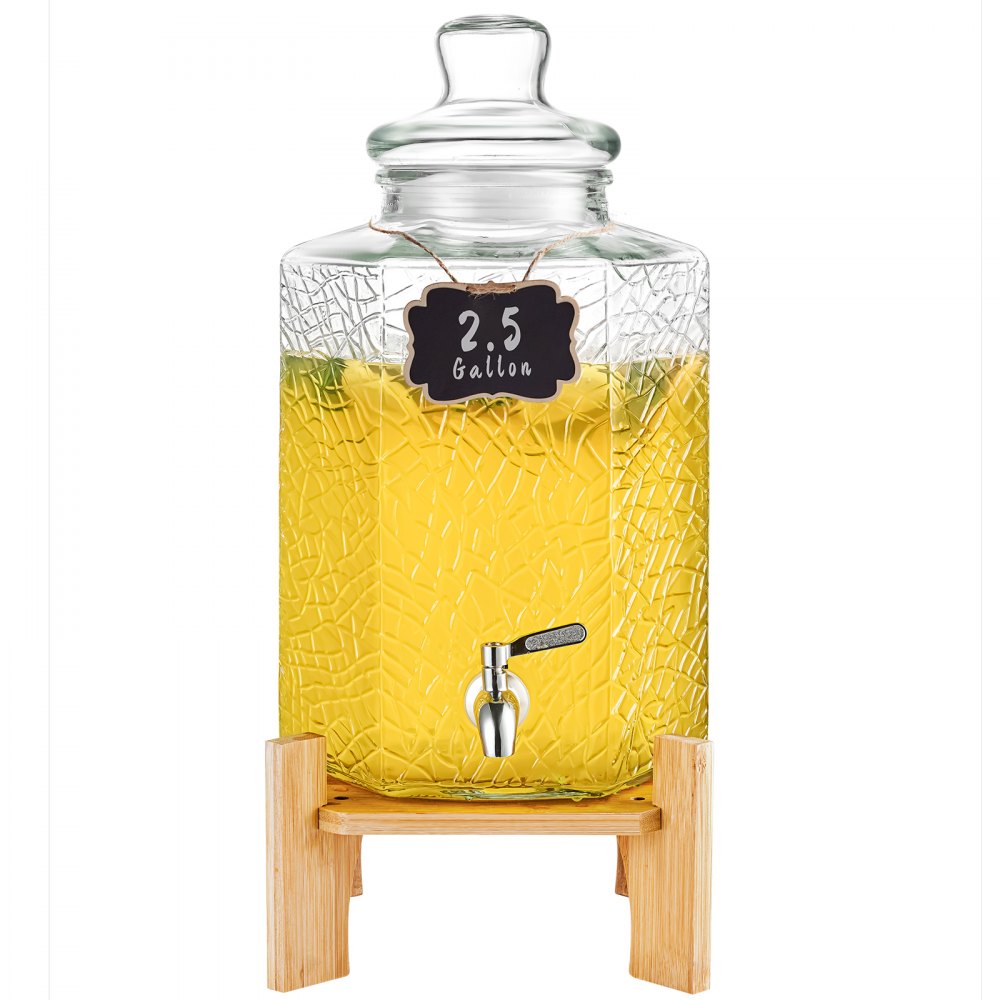010628098826 - 2.5 Gallon Glass Beverage Dispenser with Stainless Steel Spigot