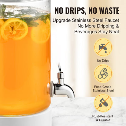 010939643083 - 1 Gallon Glass Beverage Dispenser with Stainless Steel Spigot
