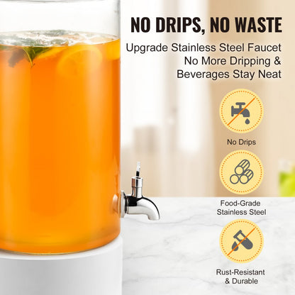 010583298757 - 2 Gallon Glass Beverage Dispenser with Stainless Steel Spigot