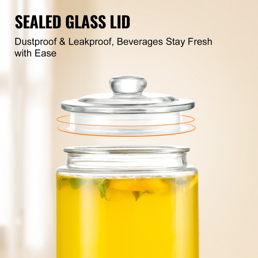 010583298757 - 2 Gallon Glass Beverage Dispenser with Stainless Steel Spigot