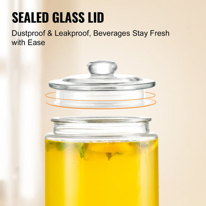 010583298757 - 2 Gallon Glass Beverage Dispenser with Stainless Steel Spigot