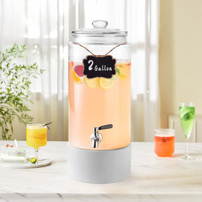010583298757 - 2 Gallon Glass Beverage Dispenser with Stainless Steel Spigot