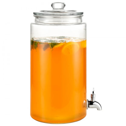 010583298757 - 2 Gallon Glass Beverage Dispenser with Stainless Steel Spigot