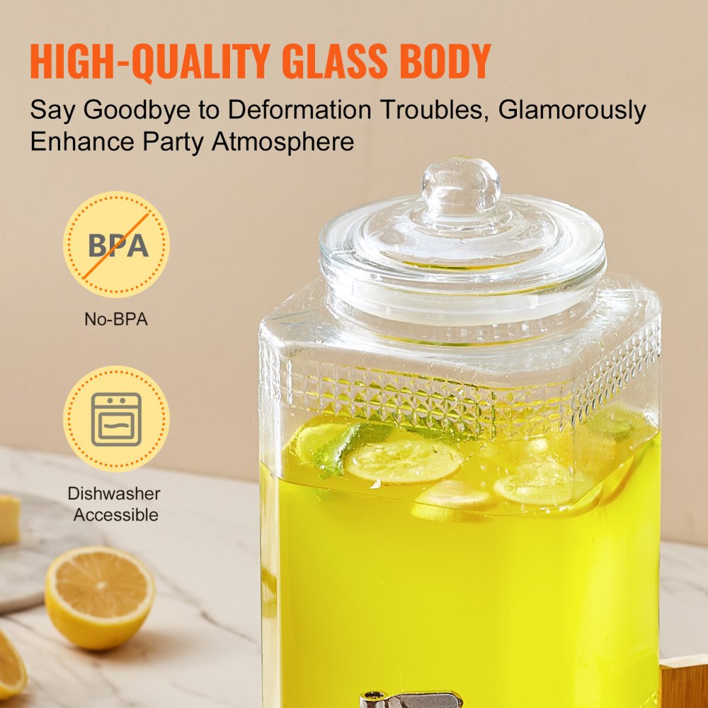 010932464841 - 1.5-Gallon Stainless Steel Beverage Dispenser for Large Events