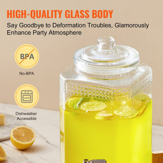 010932464841 - 1.5-Gallon Stainless Steel Beverage Dispenser for Large Events