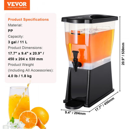 010192366508 - 3-Gallon Slim Beverage Dispenser with Detachable Drip Tray