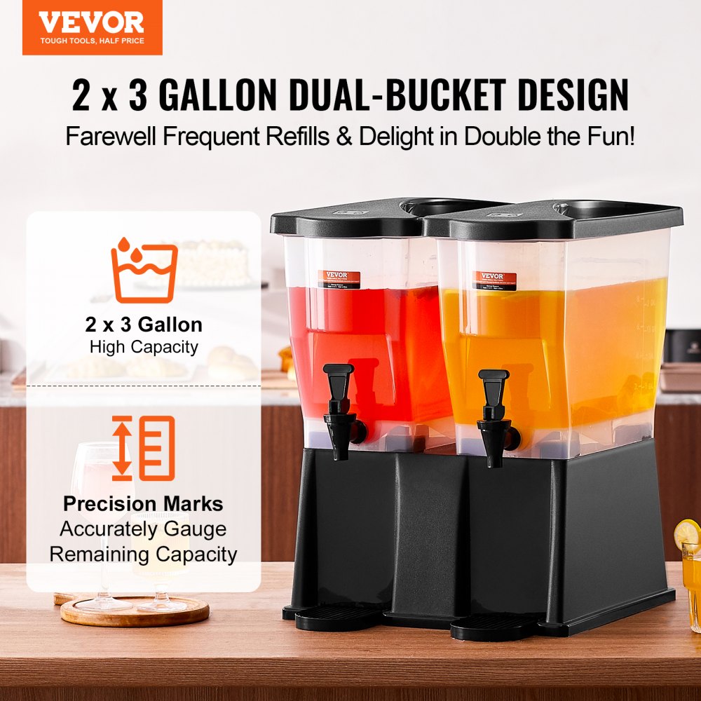 010907755970 - Dual 3-Gallon Beverage Dispenser for Events and Parties