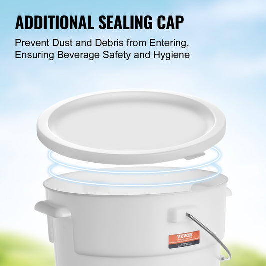 010192091454 - 5 Gallon Plastic Drink Dispenser with Anti-Dust Lid & Handles