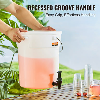 010192091454 - 5 Gallon Plastic Drink Dispenser with Anti-Dust Lid & Handles