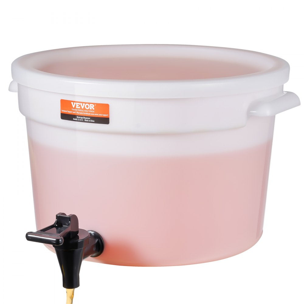 010568329743 - 3-Gallon PP Plastic Beverage Dispenser with Drip-Preventing Faucet