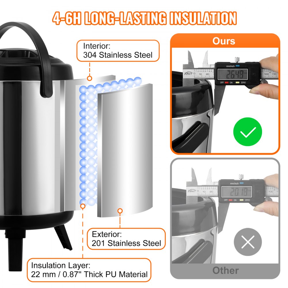 WNS-1 - VEVOR 12-Hour Stainless Steel Insulated Drink Dispenser