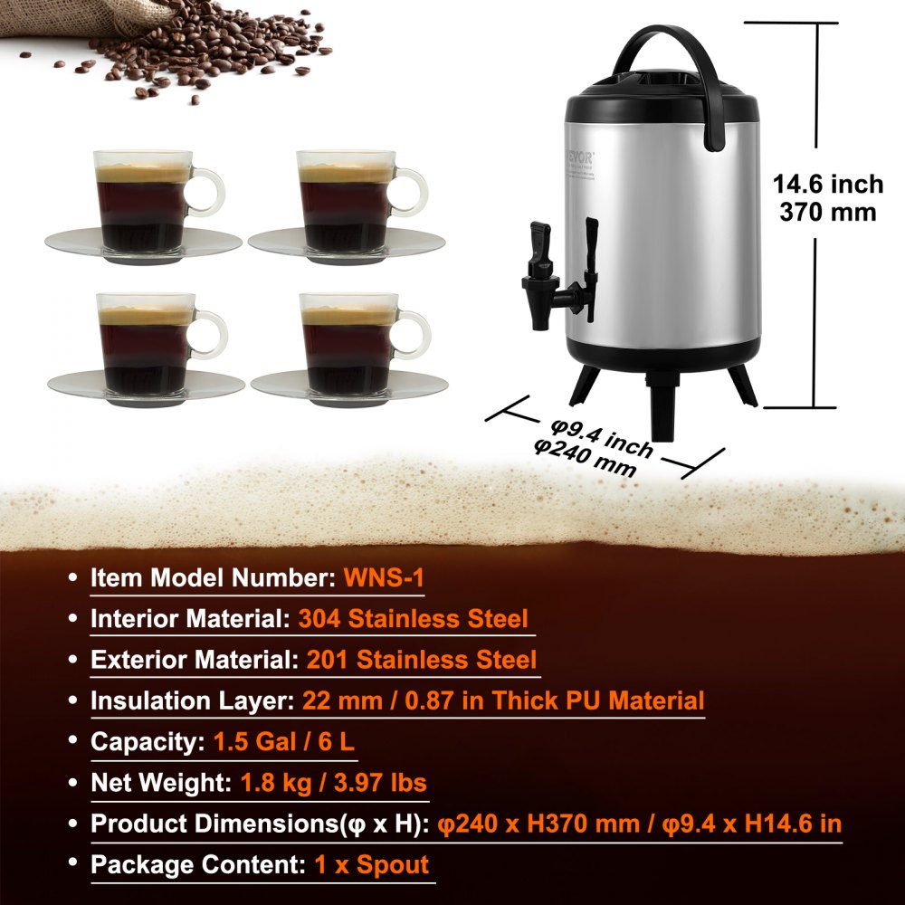 WNS-1 - VEVOR 12-Hour Stainless Steel Insulated Drink Dispenser