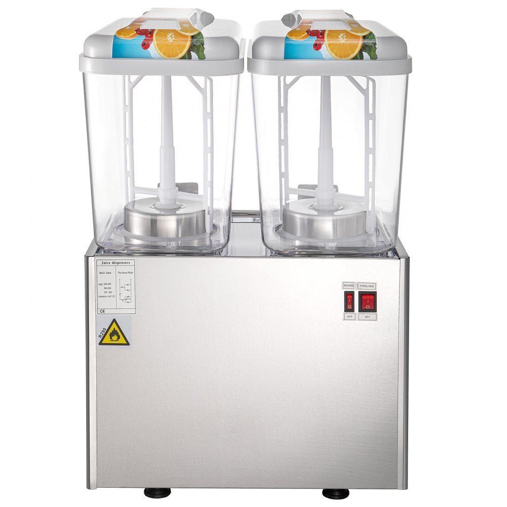 010167650427 - 9.5 Gallon Dual-Tank Stainless Steel Beverage Dispenser