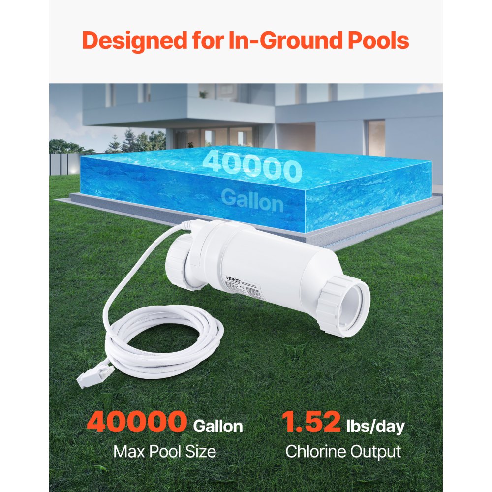 89420001 - Durable Salt Chlorinator for Pools up to 40,000 Gallons