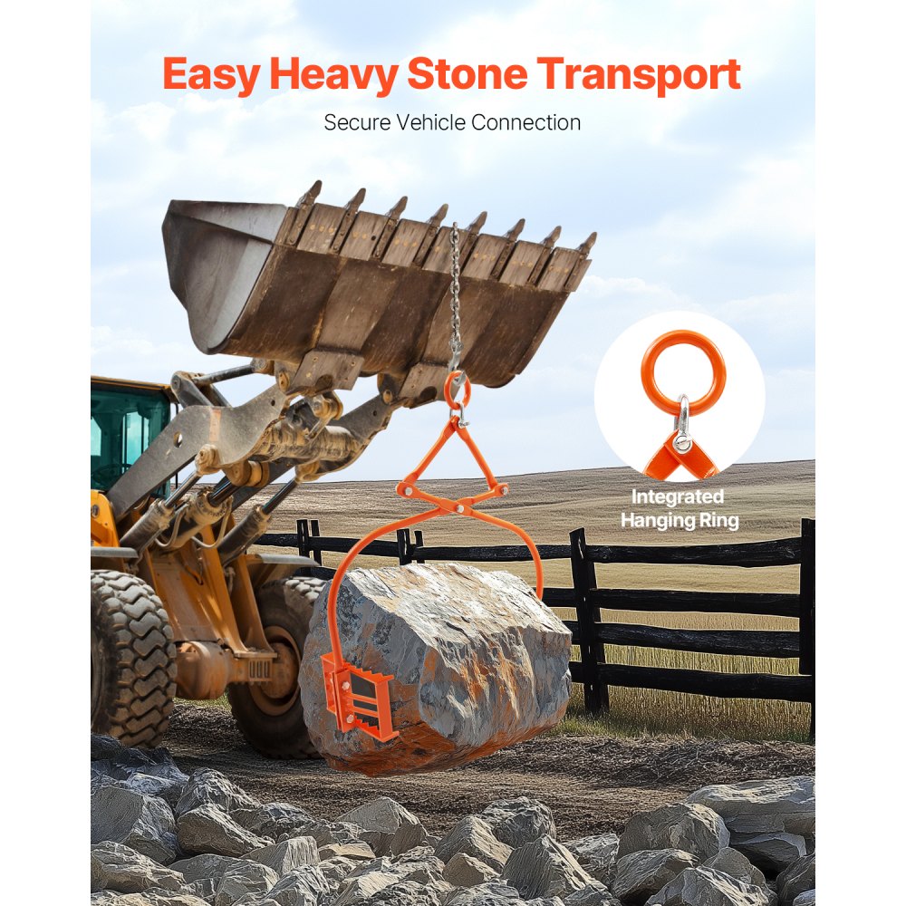 RT24 - 24in Steel Stone Lifting Tongs with Eagle-Claw Grips