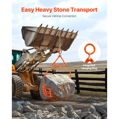 RT24 - 24in Steel Stone Lifting Tongs with Eagle-Claw Grips