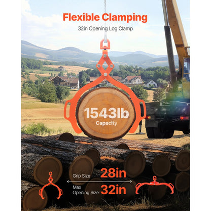 SC32 - 32in Eagle-Claw Log Lifting Tongs, 1543lbs Capacity