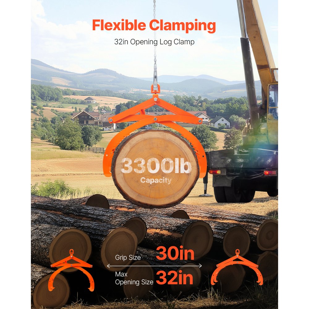 ATLT32 - 32in Eagle-Claw Log Lifting Tongs, 3300 lbs Capacity
