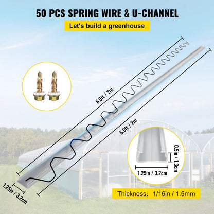 YMCT-5021 - 6.56ft Spring Wire & Lock Channel Kit for Greenhouses