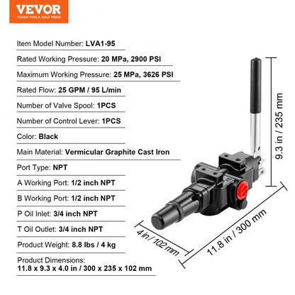 LVA1-95 - 25 GPM VEVOR Hydraulic Valve for Efficient Log Splitting