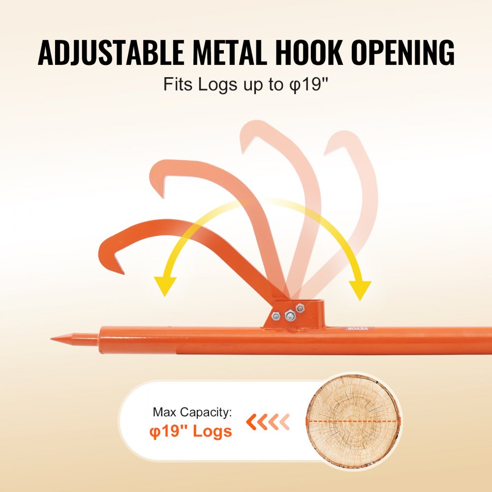 LP48 - 46.5" Carbon Steel Log Peavey with Rubber Handle for 19" Logs