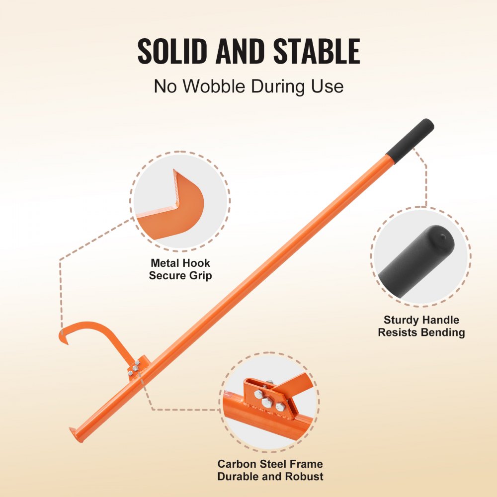 LH59 - 59-Inch Heavy-Duty Carbon Steel Log Jack with Adjustable Hook