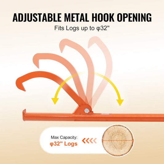 LH48 - 46.5" Heavy Duty Log Jack with Adjustable Hook & Comfortable Grip