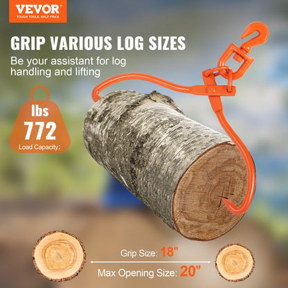 LS18 - Heavy-Duty 18" Steel Log Skidding Tongs, 772 lbs Capacity