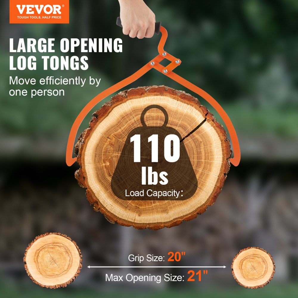 LM20 - 20" Steel Log Tongs for Easy Handling & Transport
