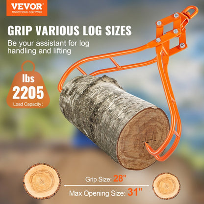 L4S28 - 28" Timber Claw Hook for Heavy Log Lifting (31" Opening)
