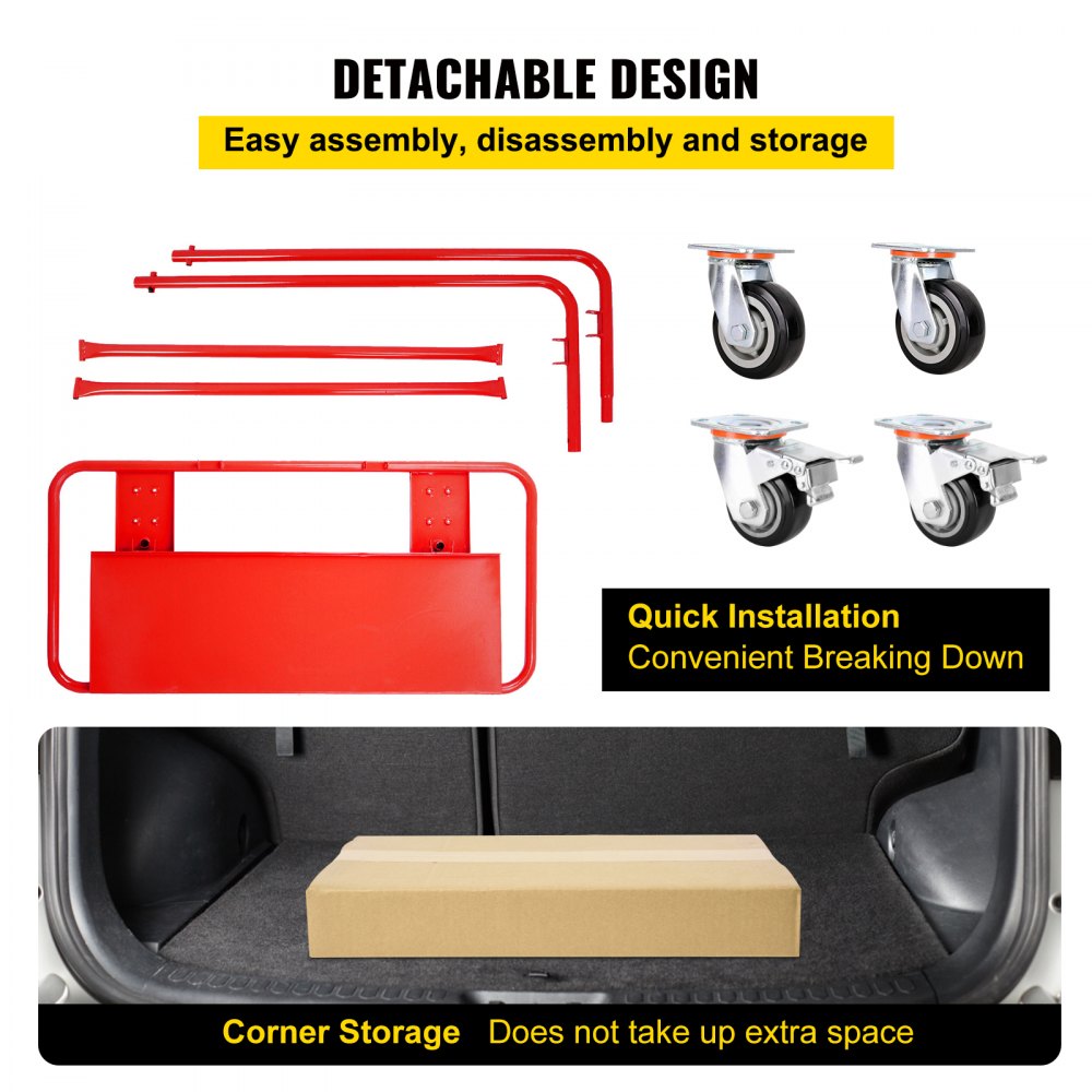 QJ-1001 - Heavy-Duty Drywall Cart with 2200 lb Capacity & 45"x22" Deck