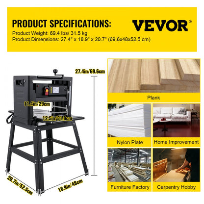 M1B-LS-3302 - 12.5" Thickness Planer with 2000W Motor & Dust Exhaust