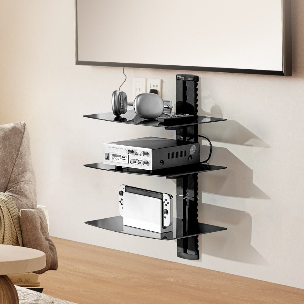 CS203 - Adjustable 3-Tier Wall-Mounted AV Stand with Cable Management