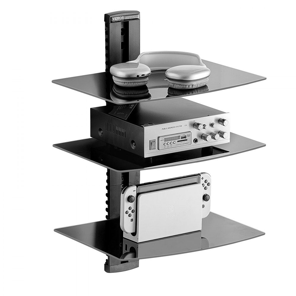 CS203 - Adjustable 3-Tier Wall-Mounted AV Stand with Cable Management