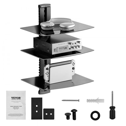 CS203 - Adjustable 3-Tier Wall-Mounted AV Stand with Cable Management