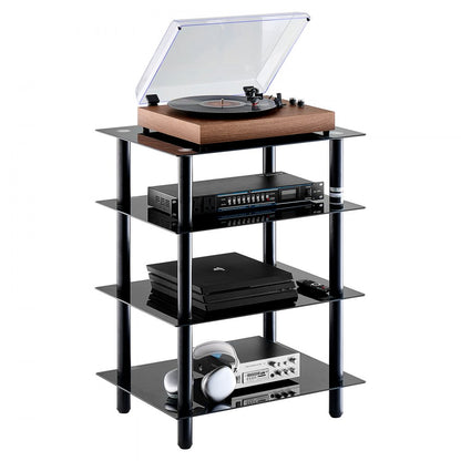 CSF-MS24302 - Adjustable 4-Tier Media Stand with Black Glass Shelves