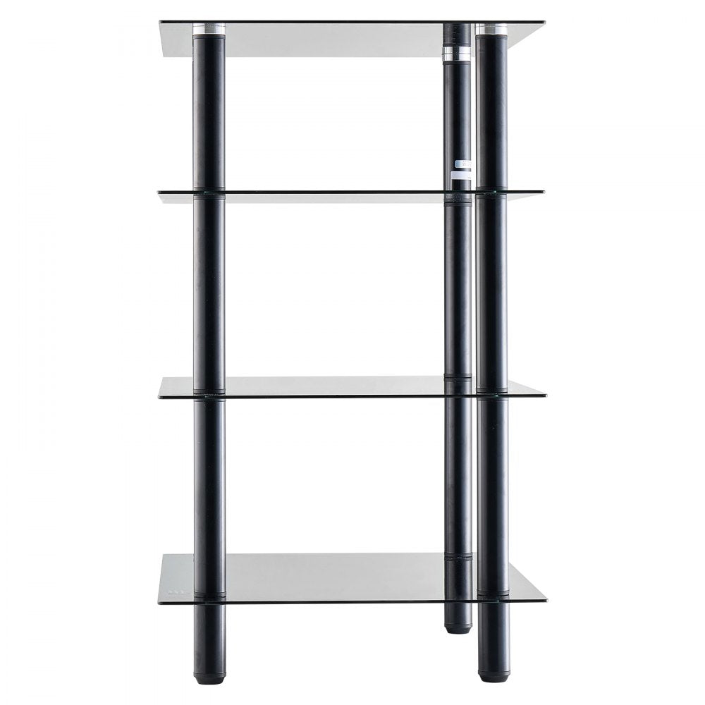 CSF-MS24302 - Adjustable 4-Tier Media Stand with Black Glass Shelves