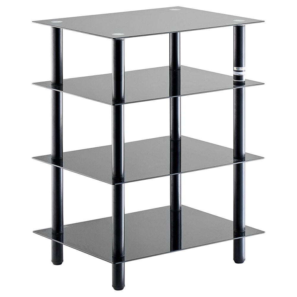 CSF-MS24302 - Adjustable 4-Tier Media Stand with Black Glass Shelves