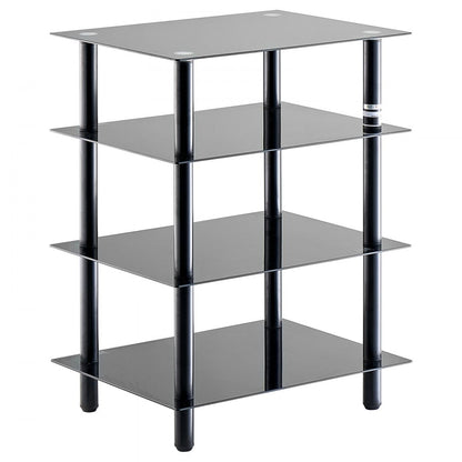 CSF-MS24302 - Adjustable 4-Tier Media Stand with Black Glass Shelves