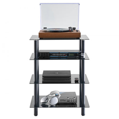 CSF-MS24302 - Adjustable 4-Tier Media Stand with Black Glass Shelves