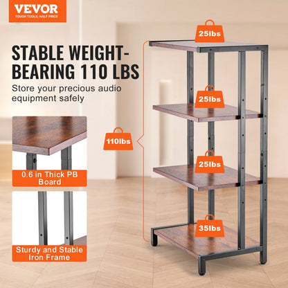 CSF-MS24305 - 4-Tier AV Stand with Adjustable Shelves & Cable Management