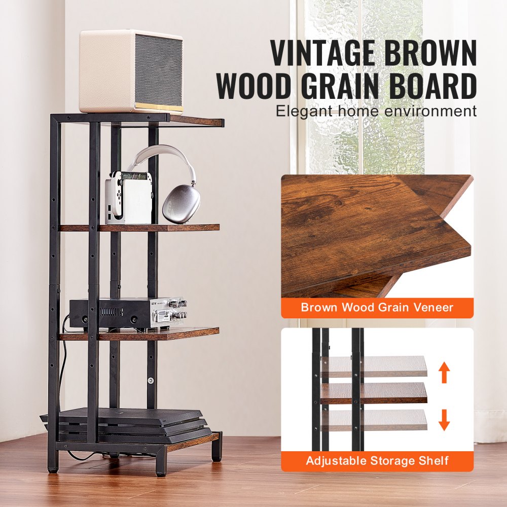 CSF-MS24305 - 4-Tier AV Stand with Adjustable Shelves & Cable Management