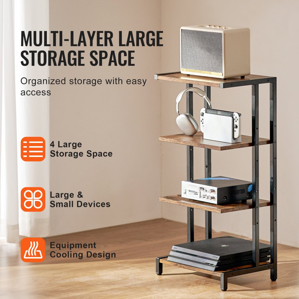 CSF-MS24305 - 4-Tier AV Stand with Adjustable Shelves & Cable Management