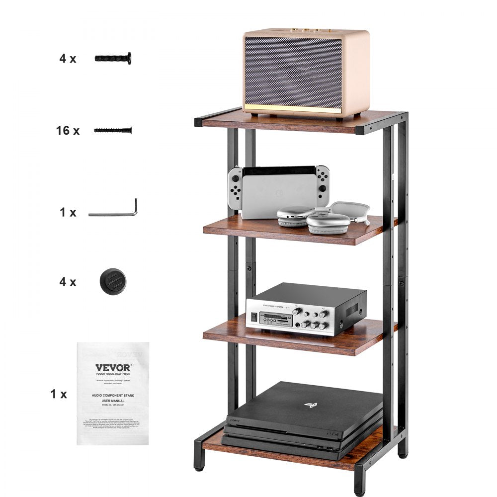 CSF-MS24305 - 4-Tier AV Stand with Adjustable Shelves & Cable Management